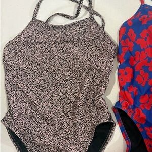 Pink and Black Speckled One-Piece Swimsuit